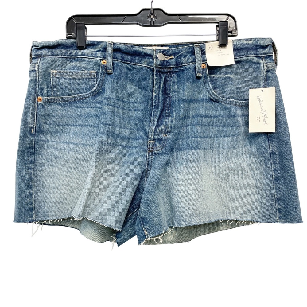 Universal Thread Women's Blue Mid Rise Relaxed Denim Shorts Size 14